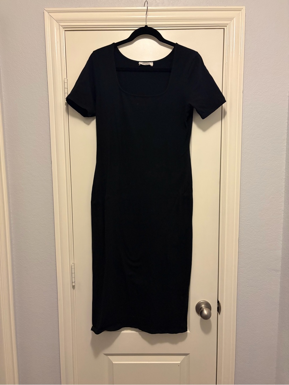 Pink Blush Maternity Classic Black Scoop Square Neck Women's Dress